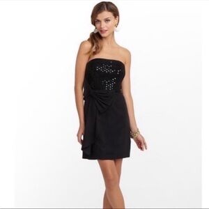 Lilly Pulitzer Abrianna Black Strapless Sequins Bodice Strapless Dress